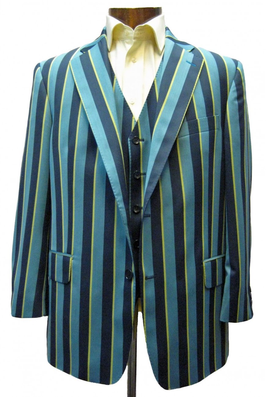 Multi-striped blue suit | made to measure suit with wide and narrow bl ...