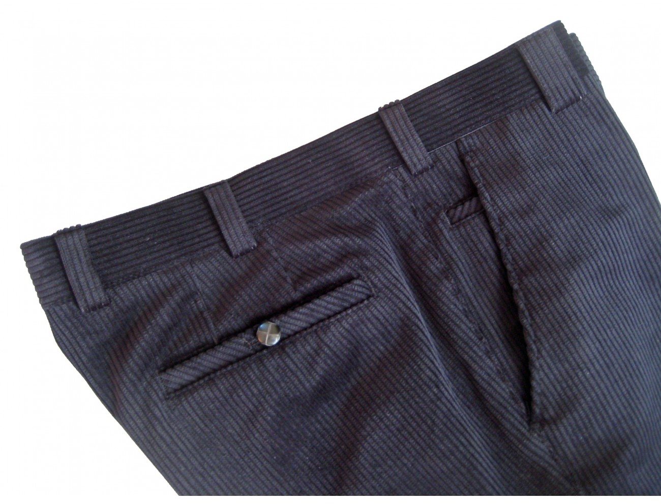 Meyer navy blue corduroy trousers | cotton stretch cords - Aidan Sweeney