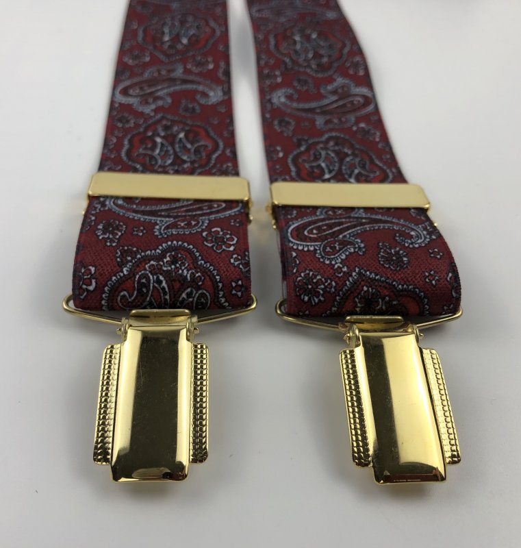 Vintage Brooks Brothers Paisley Leather Braces Suspenders Red Blue 1818 -  NEW!